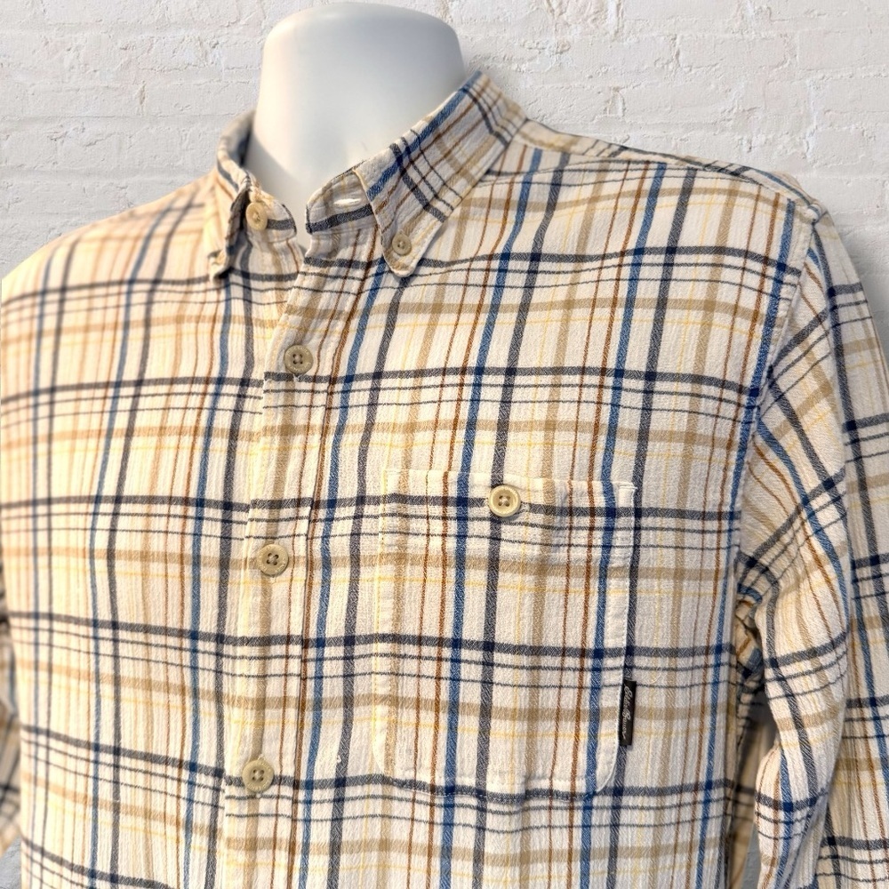 Eddie Bauer Classic Fit Flannel Button Down Shirt Plaid 100% Cotton Size Large